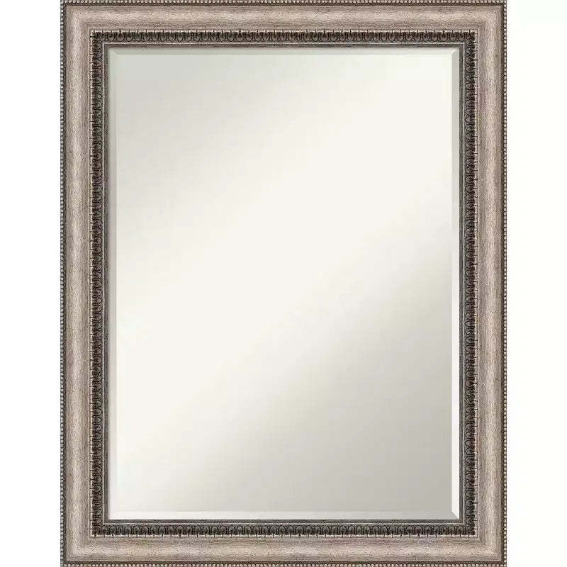 Amanti Art Lyla Ornate Silver Petite Bevel Bathroom Wall Mirror 28.25 x 22.25 in.