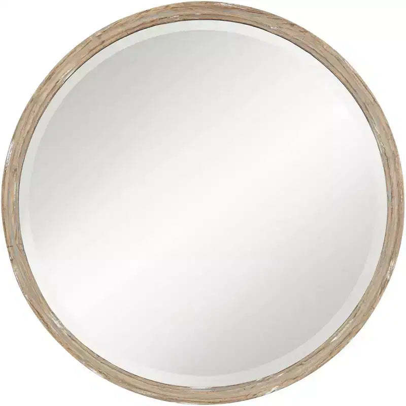 Uttermost Greta Faux Wood Finish 34 Round Wall Mirror
