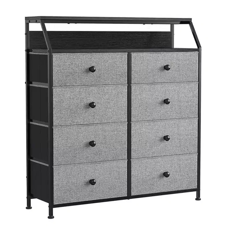 REAHOME 8 Drawer Steel Frame Wood Top Storage Organizer Dresser for Closet, Living Room, and Entryway with 2 Additional Drawer Organizers