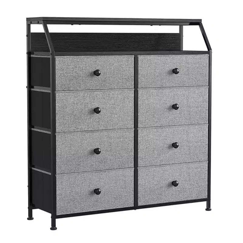 REAHOME 8 Drawer Steel Frame Wood Top Storage Organizer Dresser for Closet, Living Room, and Entryway with 2 Additional Drawer Organizers