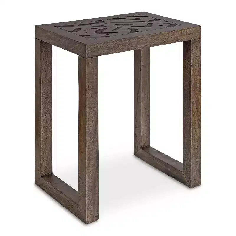 Kate and Laurel Elyria Rectangle Wood Side Table, 20x14x26, Engraved Gray