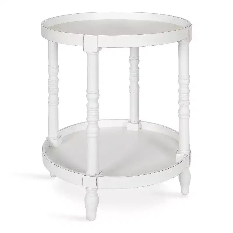 Kate and Laurel Bellport Round Wood Side Table with Shelf