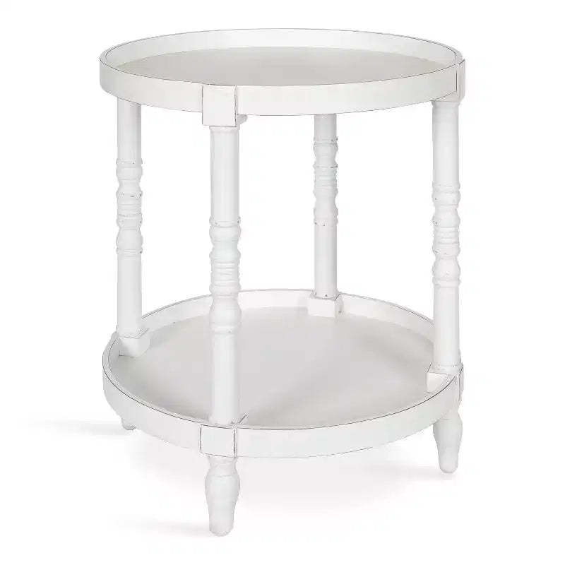 Kate and Laurel Bellport Round Wood Side Table with Shelf