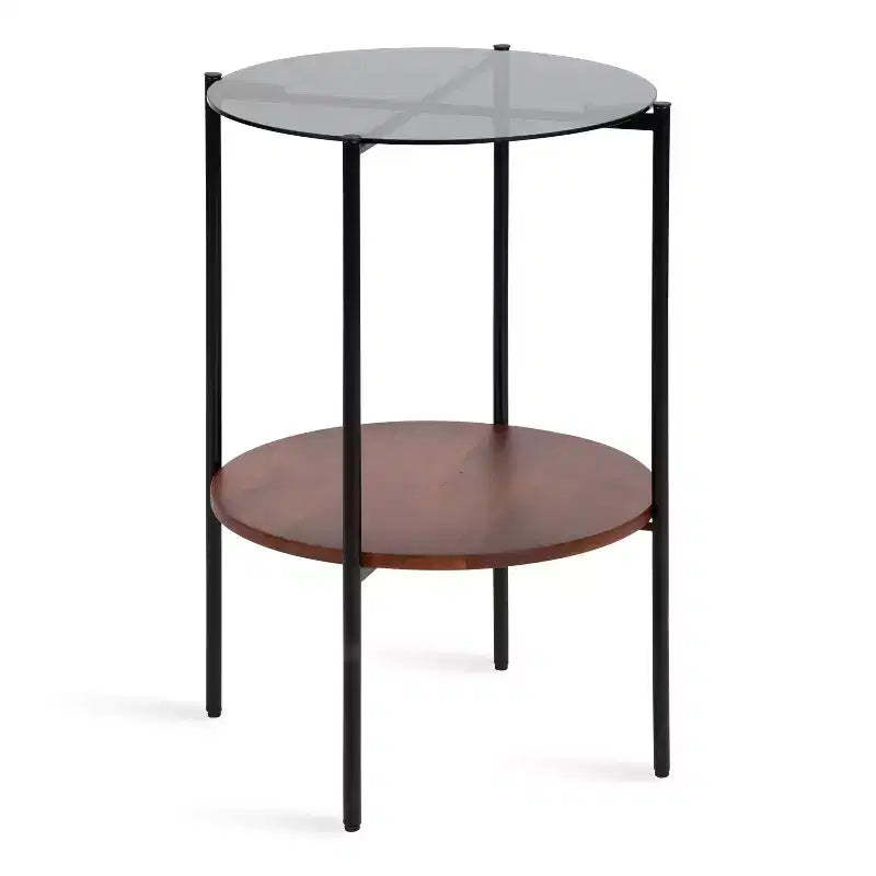 Kate and Laurel Ottelo Round Wood Side Table, 18x18x27, Brown