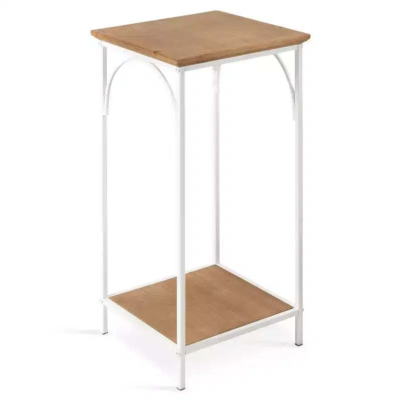 Kate and Laurel Anthea Square MDF Tea Table, 12x12x26, Rustic Brown and White