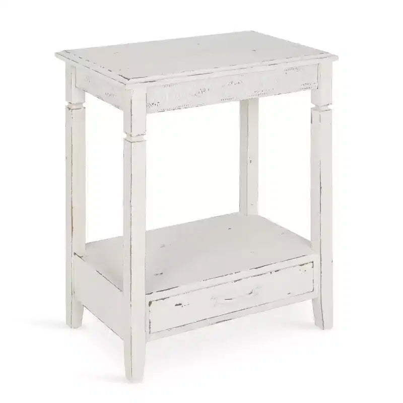Kate and Laurel Idabelle Rectangle Wood Side Table, 13.5x22x27.75, White