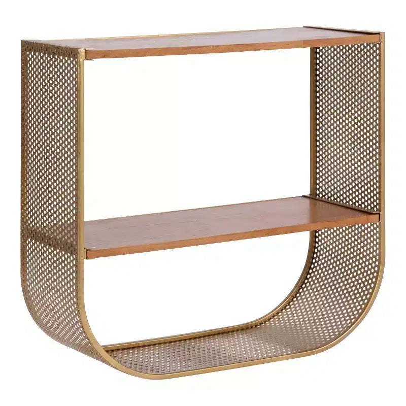 Kate and Laurel Urso Arch Wood Floating Side Table, 20x7x19, Natural and Gold