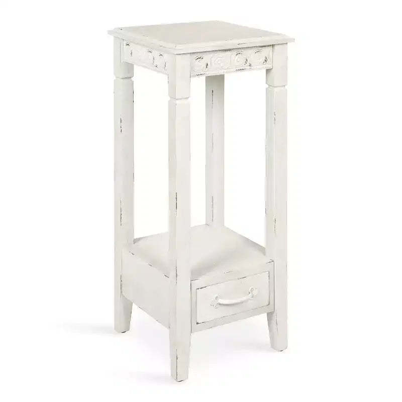 Kate and Laurel Idabelle Square Wood Tea Table, 12x12x30, White