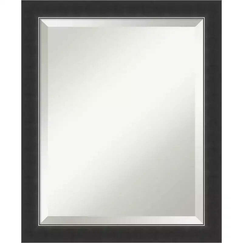 Amanti Art Corvino Black Narrow Beveled Wood Bathroom Wall Mirror