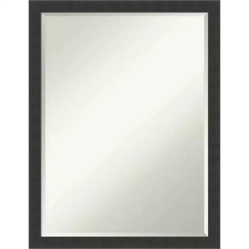 Amanti Art Mezzanotte Black Petite Bevel Wood Bathroom Wall Mirror 26 x 20 in.