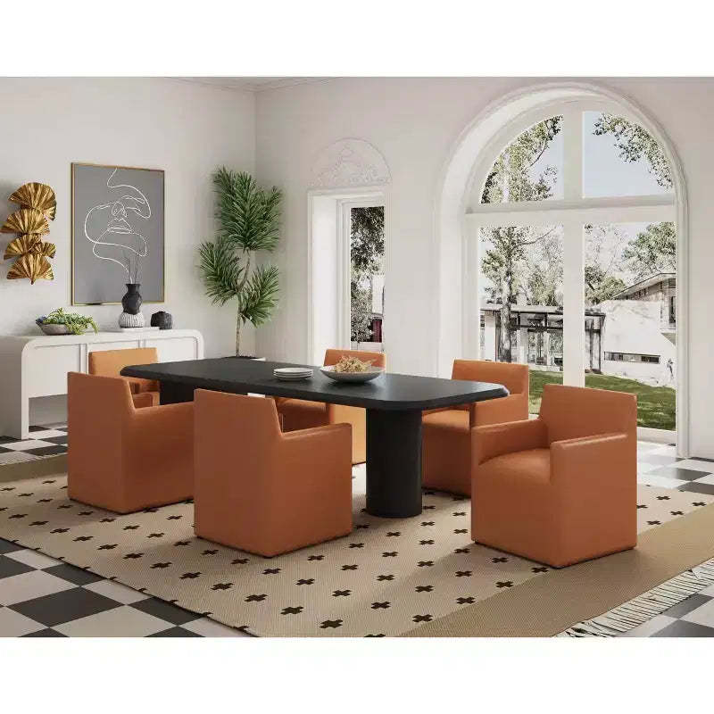 Set of 2 Anna Modern Square Faux Leather Dining Armchairs - Manhattan Comfort