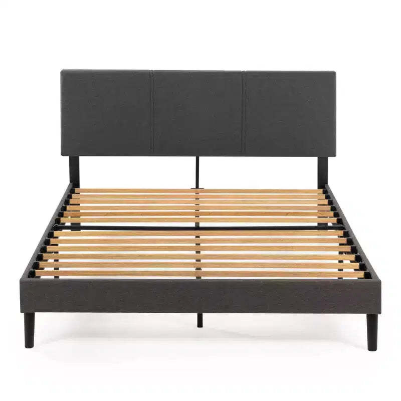 Cambril Upholstered Platform Bed Frame with Sustainable Bamboo Slats Gray - Zinus