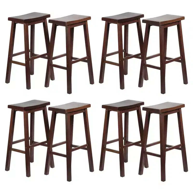 PJ Wood Classic Saddle Seat 29 Tall Kitchen Counter Stools, Walnut (Set of 8)