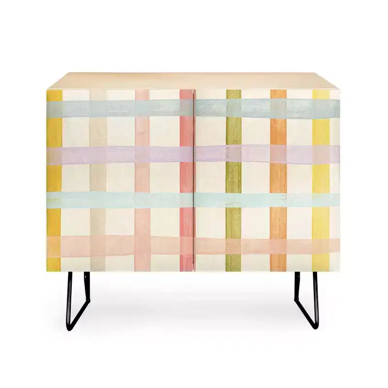 Gigi Rosado Pastel Plaid Credenza - Deny Designs