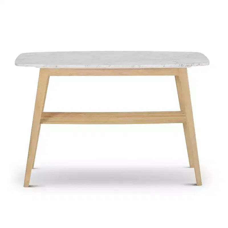 The Bianco Collection Castello 43 Rectangular Italian Carrara White Marble Console Table