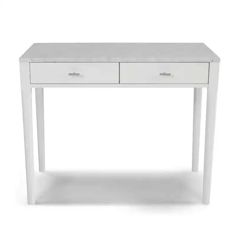 The Bianco Collection Meno 36 Rectangular Italian Carrara White Marble Console Table