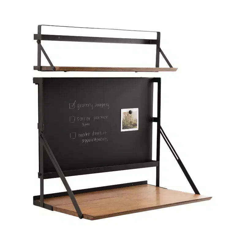 Kate and Laurel McAllister Rectangle Metal Wall Mounted Desk, 27x18x30, Rustic Brown