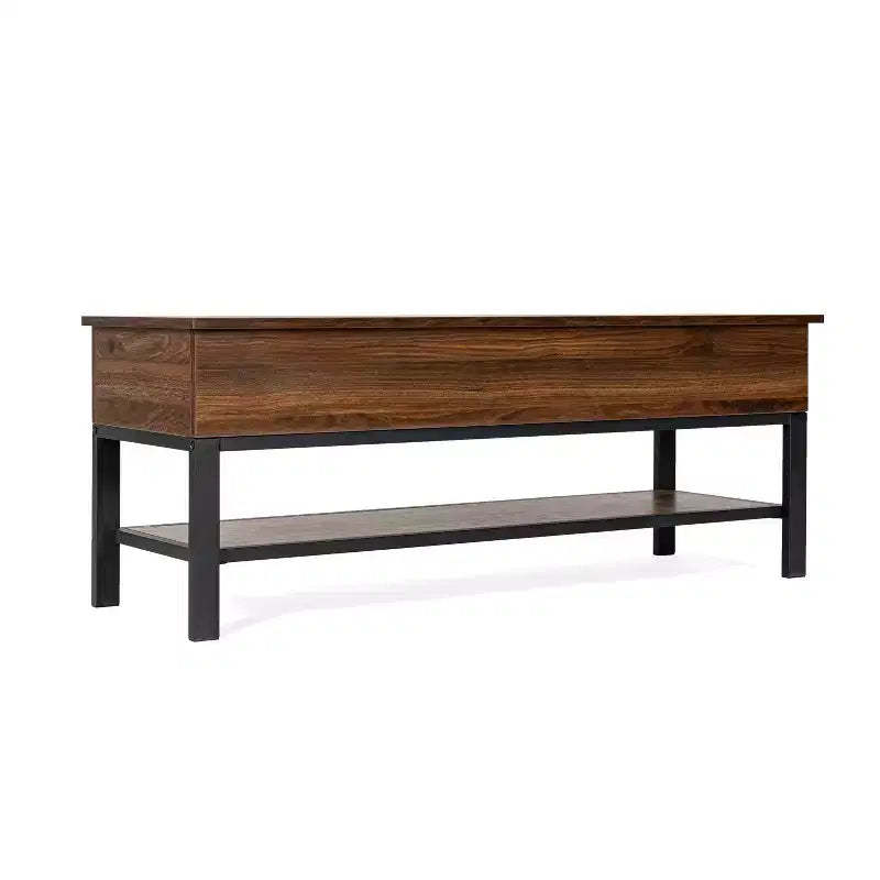 Merrick Lane Rustic Farmhouse Entryway Bench with Bottom Storage Shelf