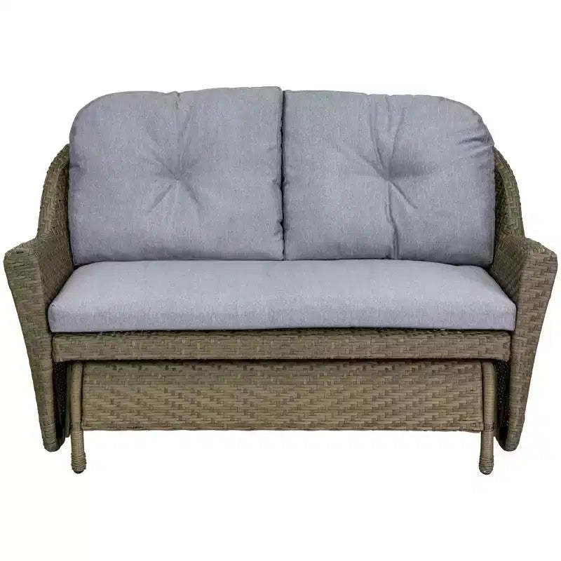 Northlight 46 Taupe Gray Resin Wicker Deep Seated Double Glider with Gray Cushions