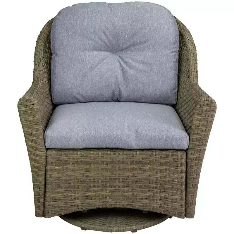 Northlight 34 Gray Resin Wicker Deep Seated Glider Chair with Gray Cushions