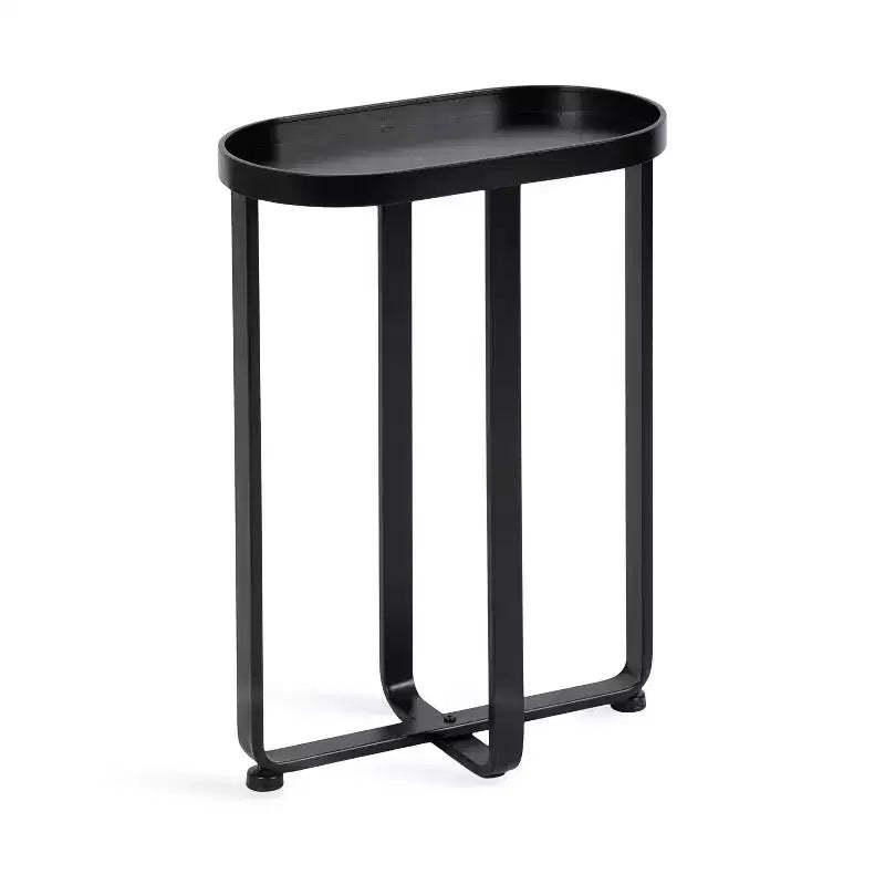 Kate and Laurel Zabel Oval Metal Side Table, 17x9x24, Black