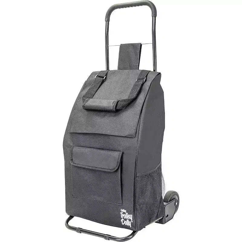 dbest products Trolley Dolly Compact Foldable Shopping Cart for Groceries with Wheels, Removable Bag And Rolling Personal Tote Handtruck Standard