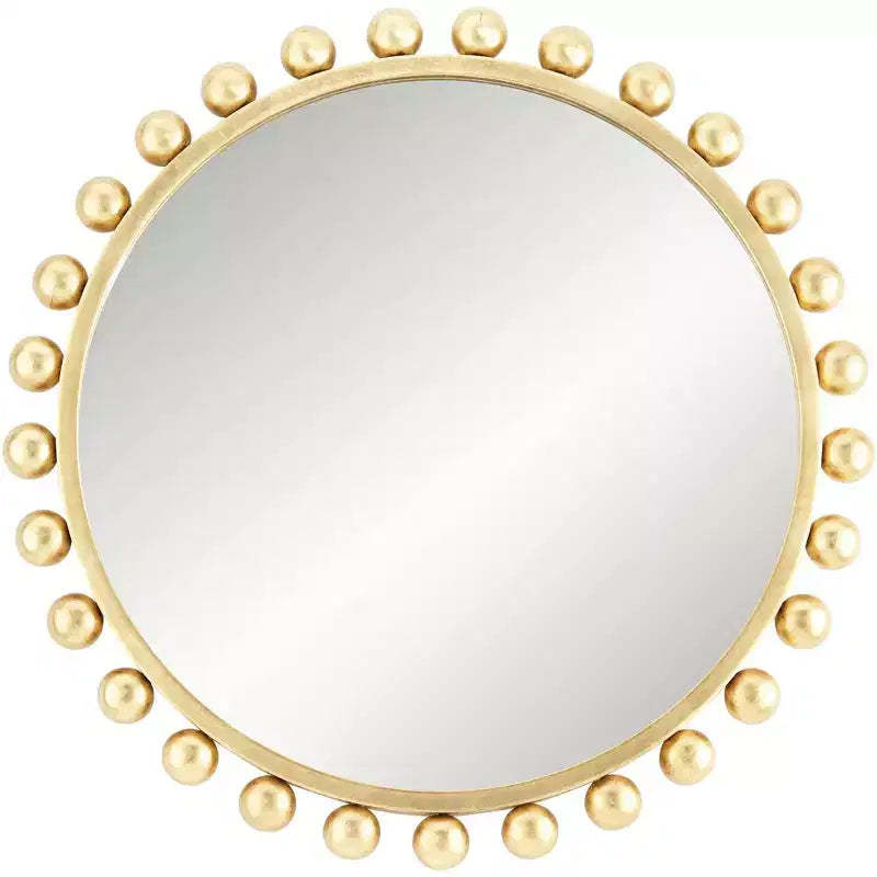 Uttermost Round Vanity Decorative Accent Wall Mirror Modern Sphere Edge Metallic Gold Leaf Frame 33 Wide for Bathroom Bedroom