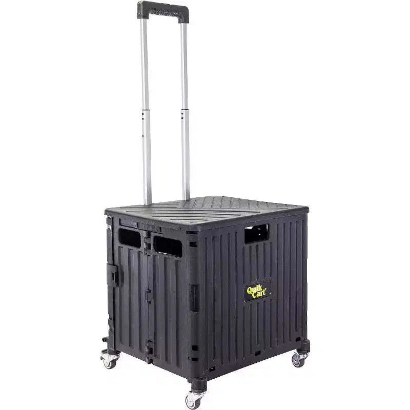 dbest products Quik Cart 360 Four Wheeled Rolling Crate With Seat & Heavy Duty Collapsible Basket