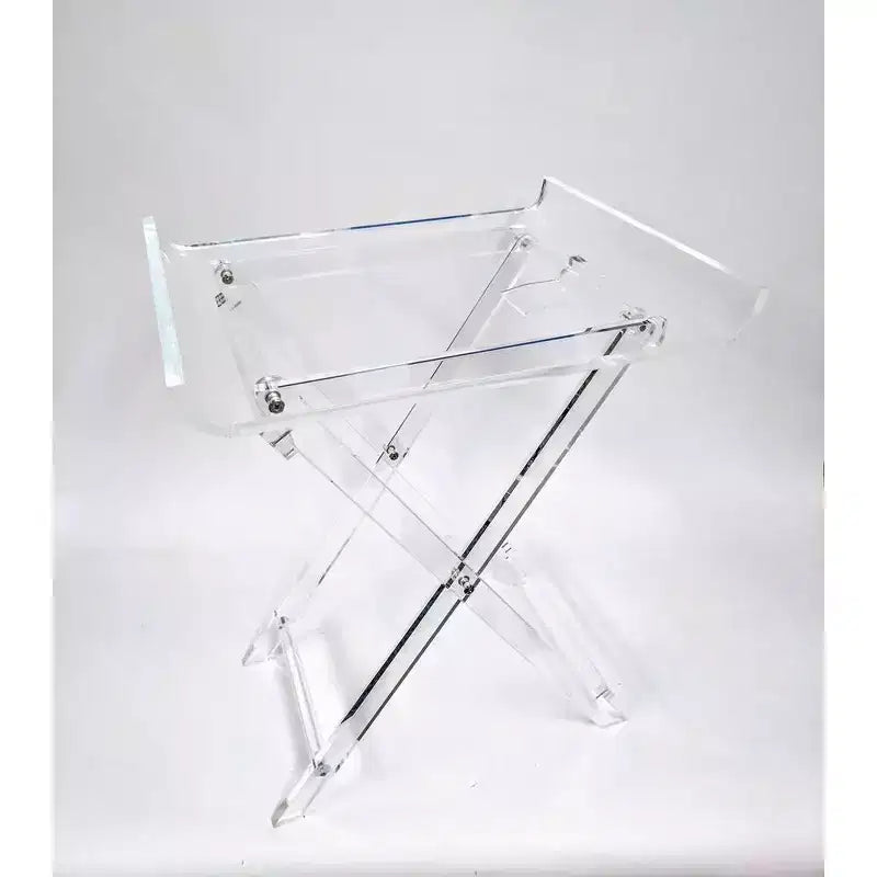 Designstyles Acrylic Foldable Tray Side Table Curved Top , Luxurious Home Decor Essential, Perfect for Convenient Tabletop Space