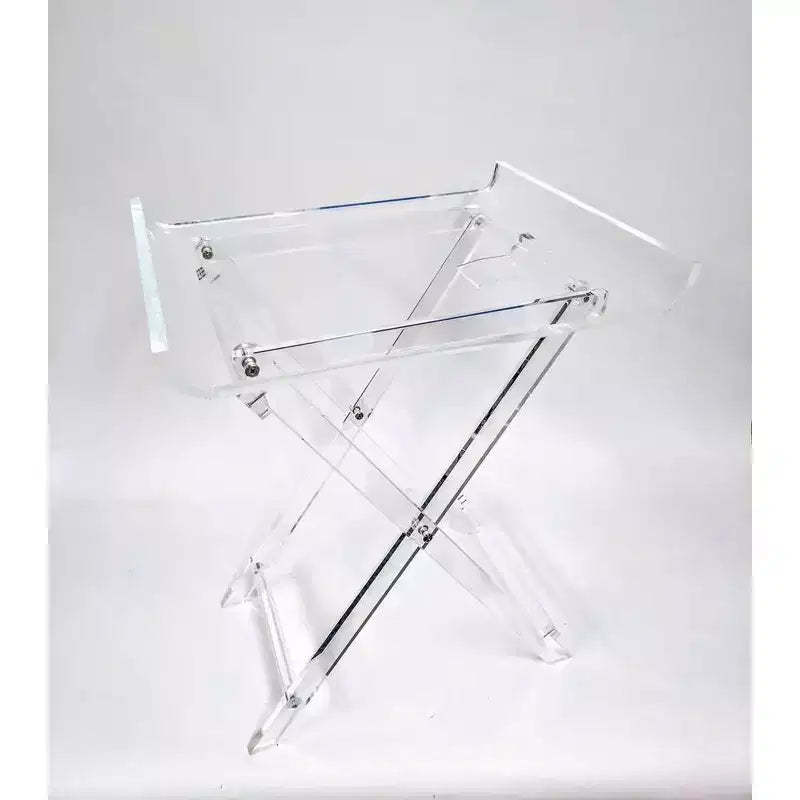 Designstyles Acrylic Foldable Tray Side Table Curved Top , Luxurious Home Decor Essential, Perfect for Convenient Tabletop Space