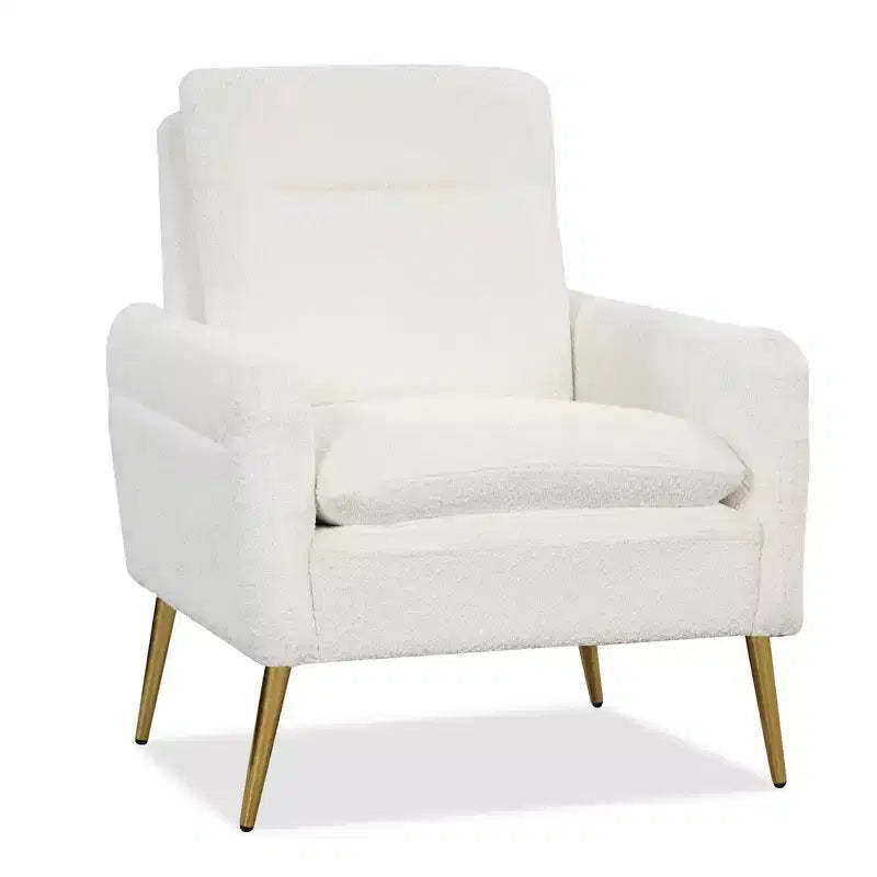 Costway Modern Accent Chair Upholstered Armchair w/ Tapered Metal Legs White