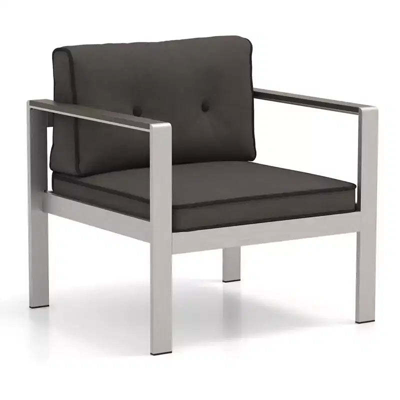 Costway Patio Aluminum Armchair Outdoor Single Sofa Chair with Cushions & Armrests Lawn