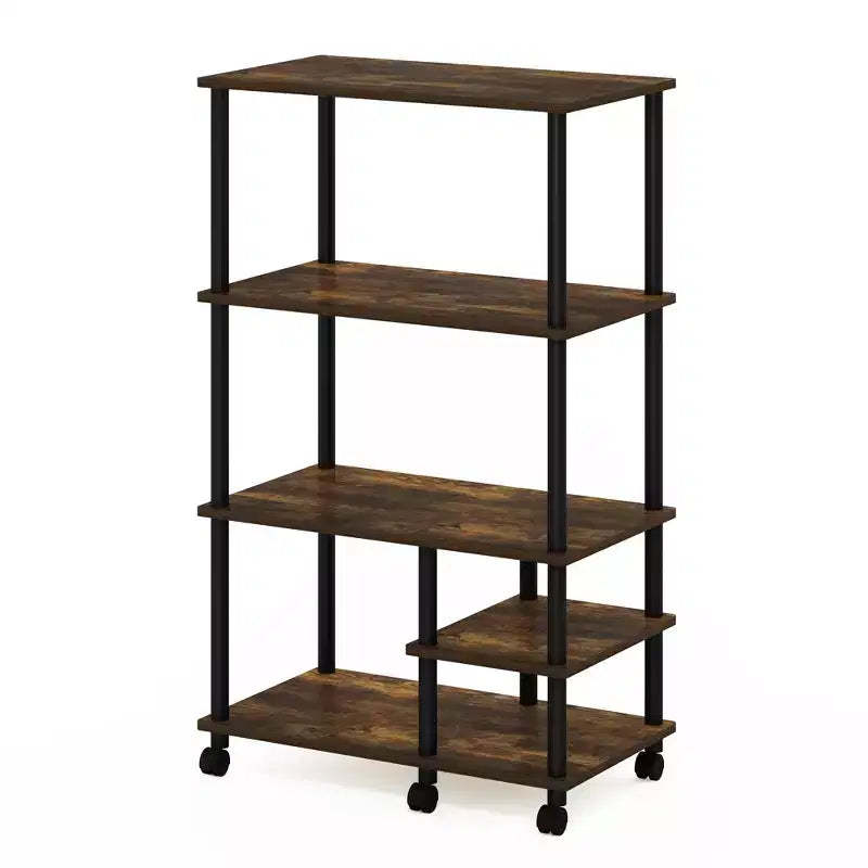 Furinno 4-Tier Kitchen Baker's Rack Microwave Oven Storage Cart,Amber Pine