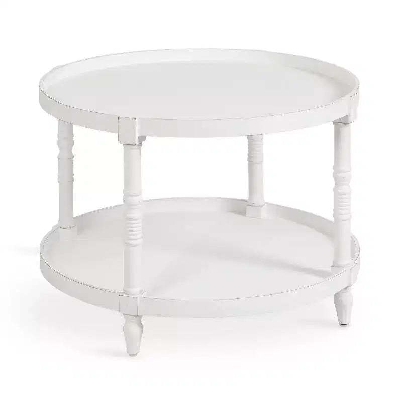 Kate and Laurel Bellport Round Wood Coffee Table, 29x29x21, White