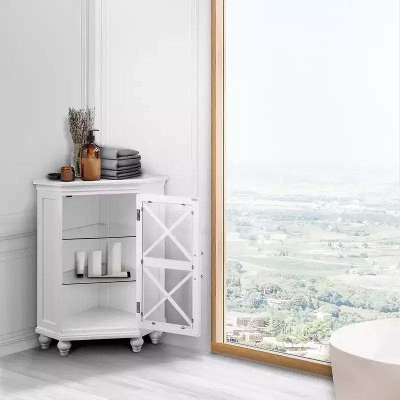 Teamson Home Blue Ridge Freestanding Wooden Corner Floor Cabinet