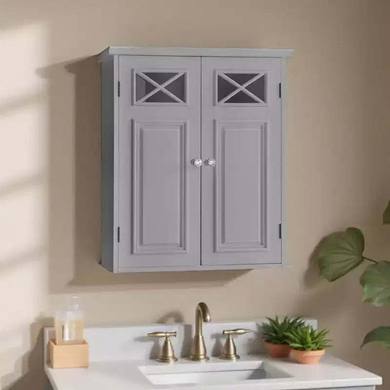Teamson Home Dawson Removable Wall Storage Cabinet with Glass Doors