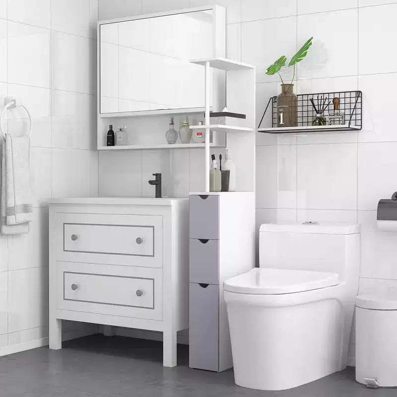 GDFStudio Bastien Modern 53.75'' Tall Bathroom Storage Cabinet with 2 Drawers, 1 Cabinet and 2 Open Shelves