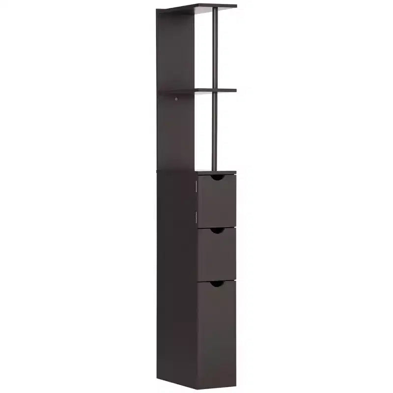 HOMCOM 54 Tall Bathroom Storage Cabinet, Freestanding Linen Tower with 2-Tier Shelf and Drawers, Narrow Side Floor Organizer