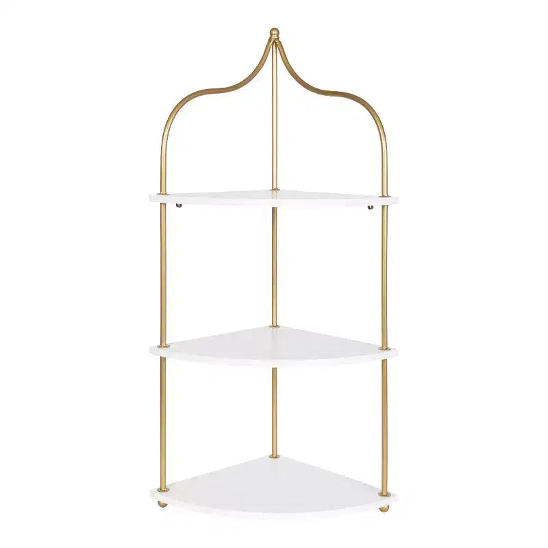 Kate and Laurel Walters Triangle MDF Accent Shelf, 17x12x35, White and Gold