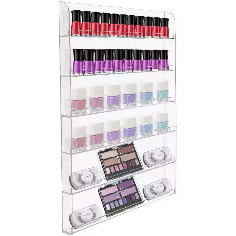 Sorbus 6-Tier Clear Acrylic Nail Polish Wall Rack Display Holder - Stylish Organizer - Holds up to 90 Nail Polish Bottles
