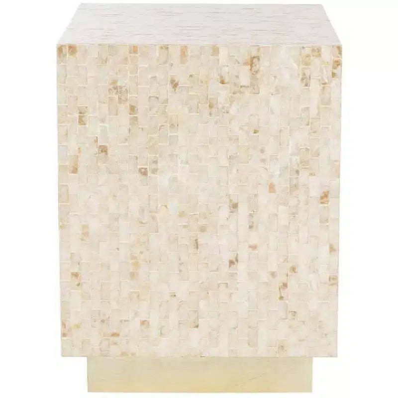 Juno Rect Mosaic Side Table - TRB1009A - Multi Beige/Gold - Safavieh