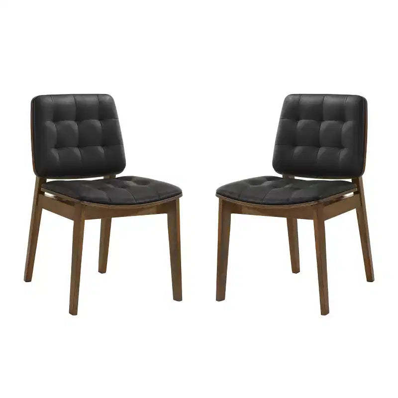 Simple Relax Set of 2 Side Chairs in Natural Walnut and Black