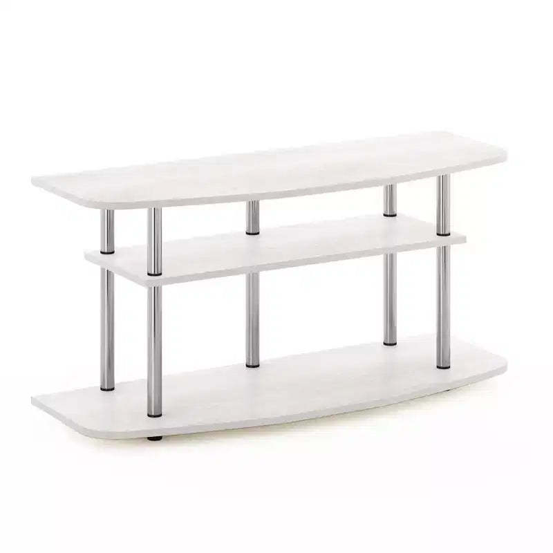 Furinno 3-Tier No Tools TV Stand Entertainment Center Hold up to 46 TV White Oak