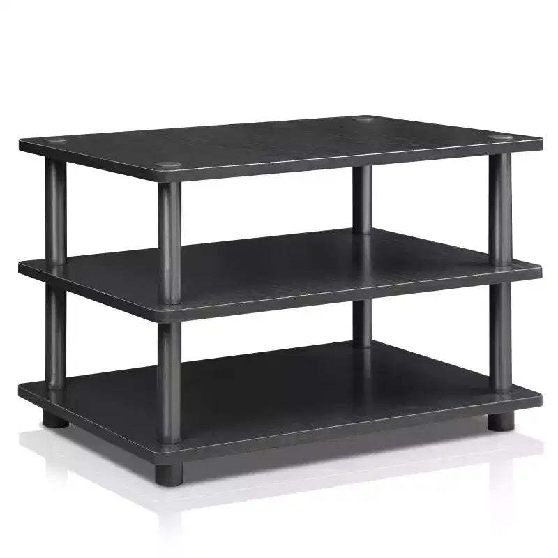 Furinno Easy Assembly 3-Tier Corner TV Stand for TVs up to 25 Storage Shleves CorLiving Blackwood