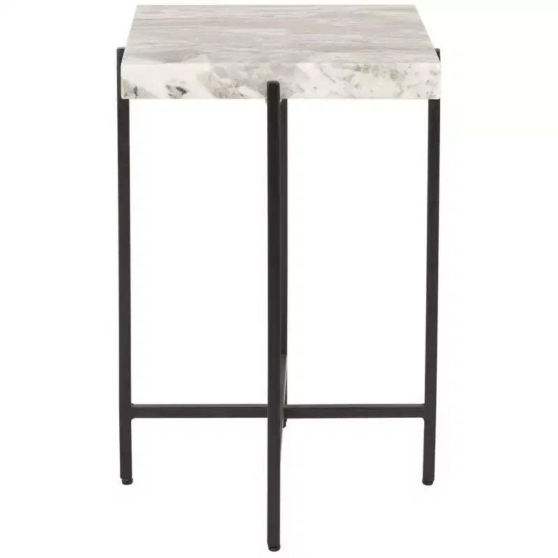 Tenzin Stone Top Accent Table - ACC3707A - Multi Grey/Black - Safavieh