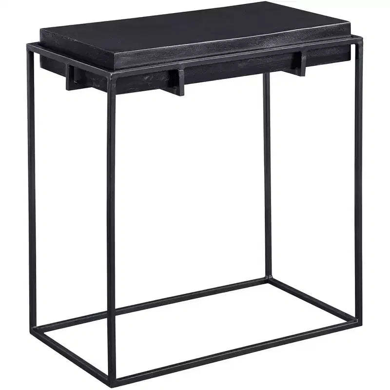 Uttermost Modern Aluminum Rectangular Accent Side End Table 22 x 12 1/2 Oxidized Black Iron Frame for Living Room Bedroom House