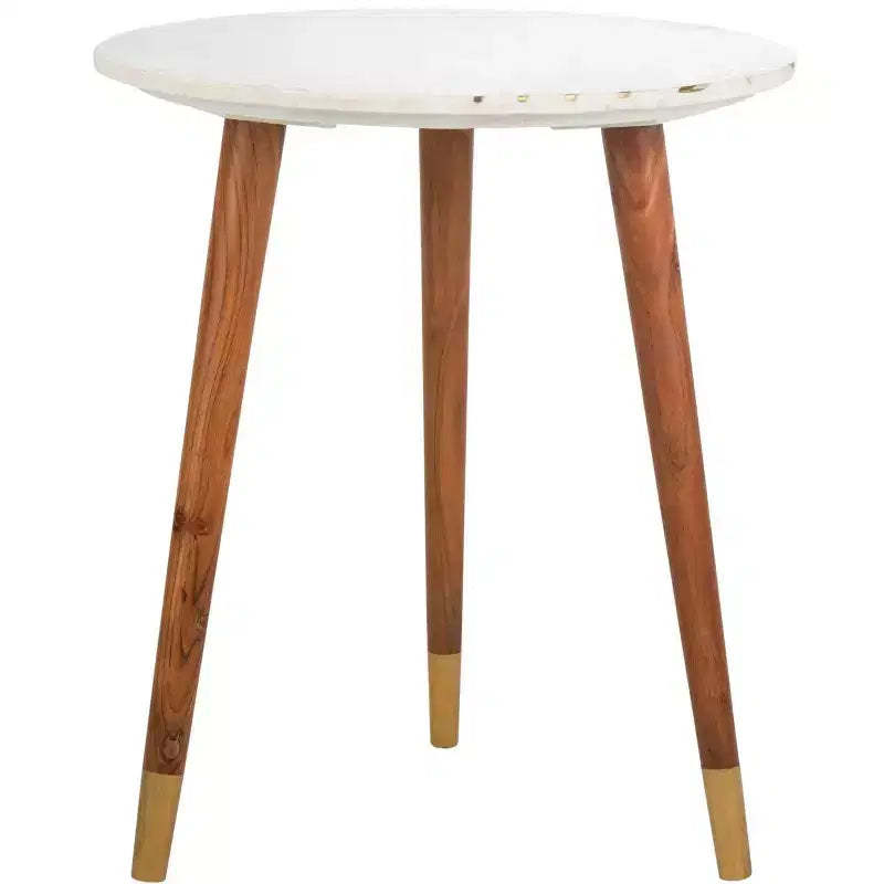 Valerie Marble Accent Table - ACC7202 - White/Brass - Safavieh