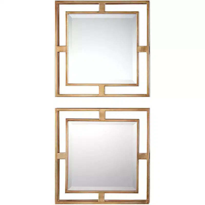 Uttermost Allick Antiqued Gold Leaf 18 Square Wall Mirror Set of 2