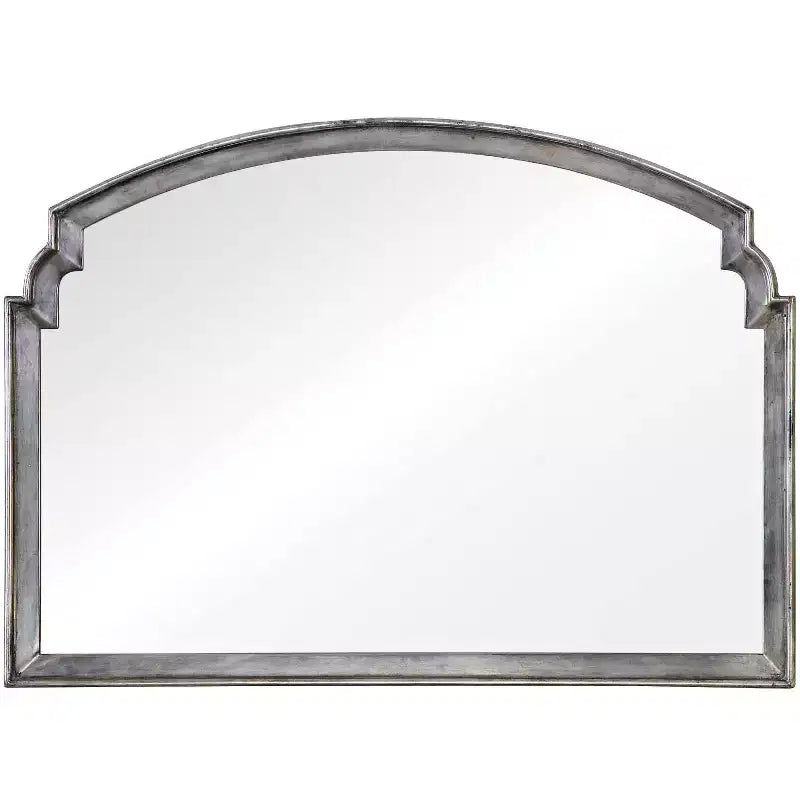Uttermost Scalloped Top Rectangular Vanity Accent Wall Mirror Vintage Antiqued Silver Frame 42 Wide Bathroom Bedroom Living Room