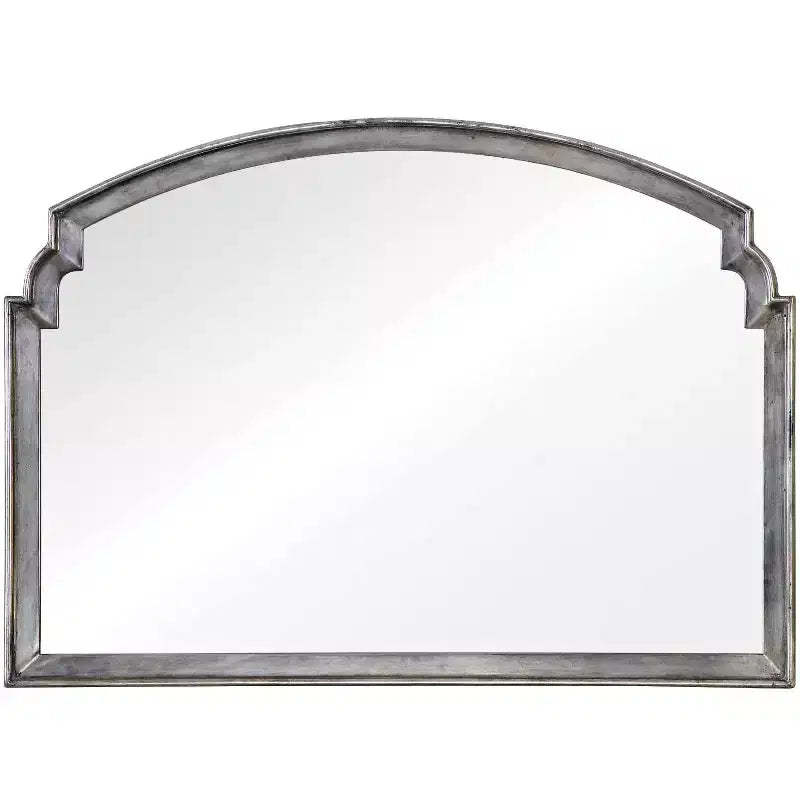Uttermost Scalloped Top Rectangular Vanity Accent Wall Mirror Vintage Antiqued Silver Frame 42 Wide Bathroom Bedroom Living Room
